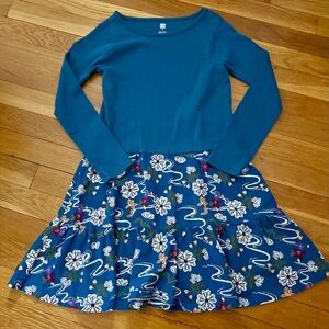 Tea Collection Girls’ 10 Tiered Skirted Twirl Dress Teal Floral Pattern